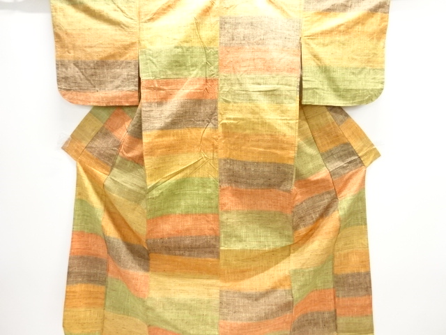 JAPANESE KIMONO / HITOE / MAWATA TSUMUGI / WOVEN STRIPE
